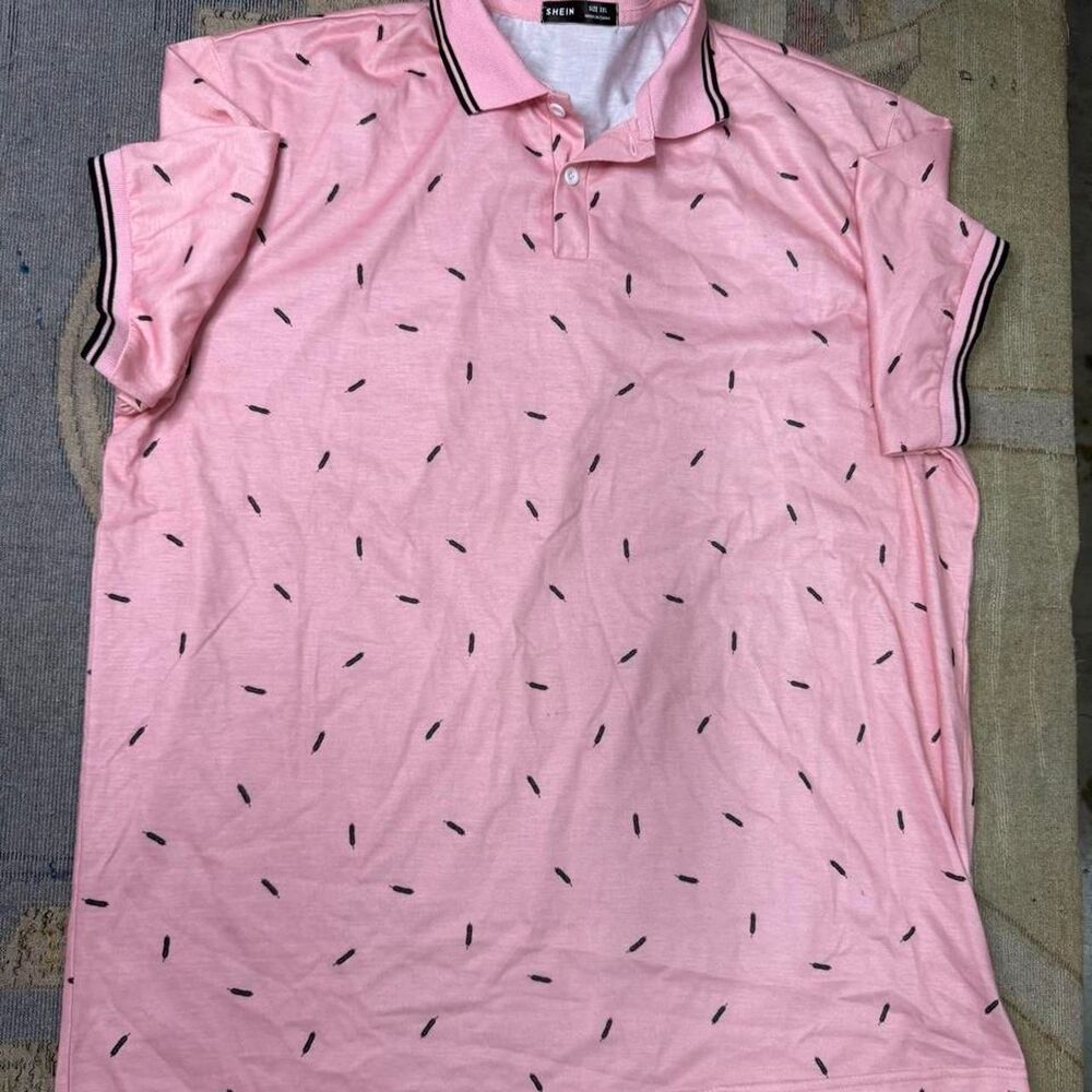 Shein Men's Pink Polo-shirts